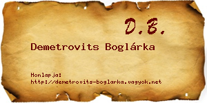 Demetrovits Boglárka névjegykártya